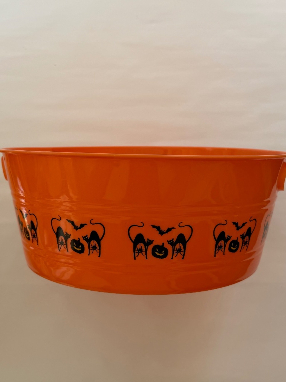 Vintage Publix Halloween Orange Plastic Candy Bowl / Tub With Handles 12" x 4"
